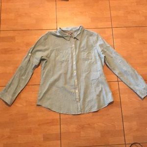 Sky blue and white stripped 3/4 length button down